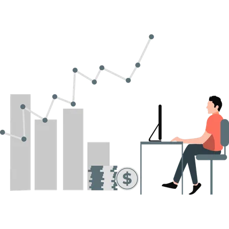 Hombre de negocios recaudando beneficios empresariales  Illustration