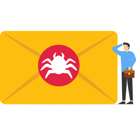 Empresário recebendo correspondência com vírus  Ilustração