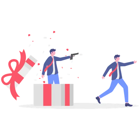 Empresário recebendo presente de negócios  Ilustração