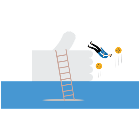 Empresário recebendo avaliação ou feedback ruim  Ilustração