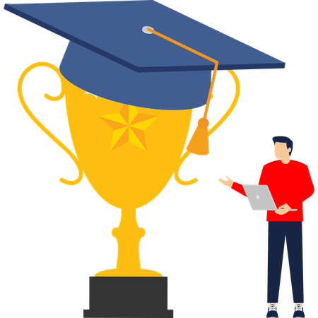 Un empresario recibe un premio por su graduación  Ilustración