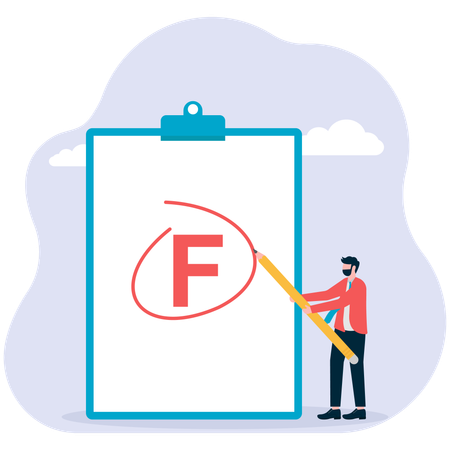 Empresario recibiendo calificación F  Ilustración