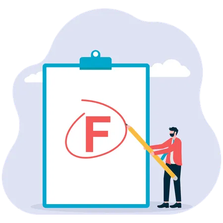 Empresario recibiendo calificación F  Ilustración