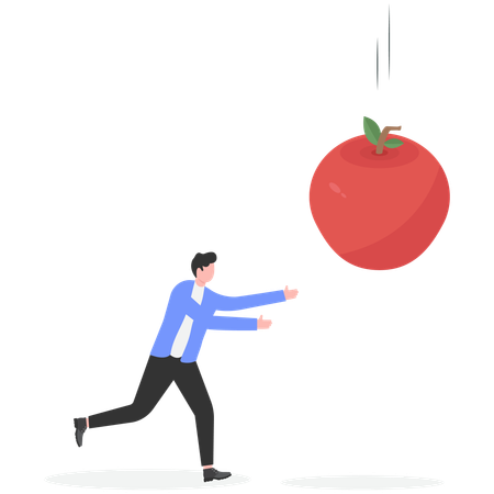 Empresario recibiendo una gran manzana caída  Ilustración