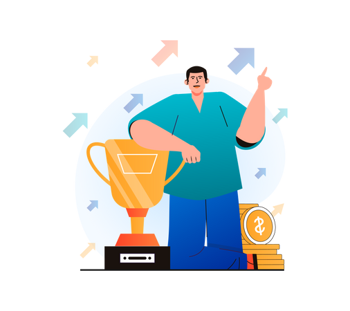 Empresario obteniendo premio  Ilustración