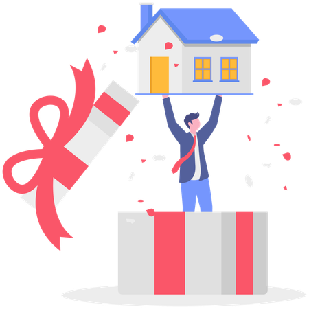 Un hombre de negocios recibió un regalo de casa  Ilustración