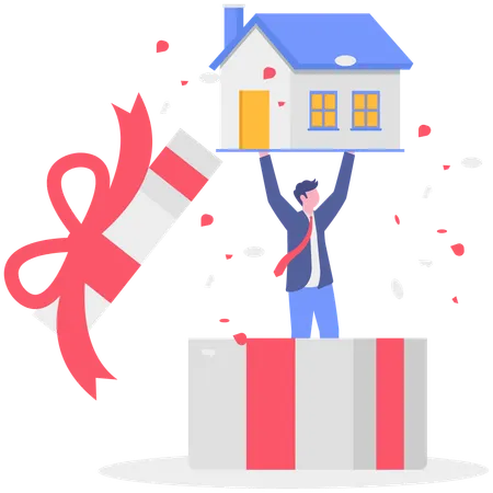 Un hombre de negocios recibió un regalo de casa  Ilustración