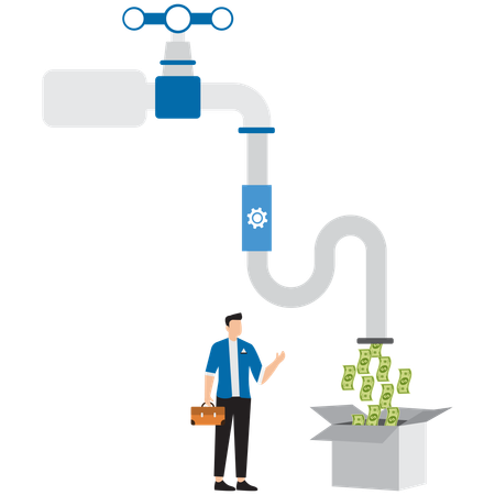 Hombre de negocios recaudando fondos para su negocio  Ilustración