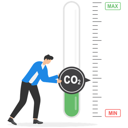Empresário diminuindo o nível de CO2  Ilustração