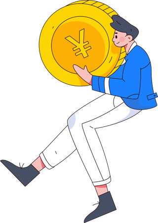 Empresario regala moneda yen  Ilustración