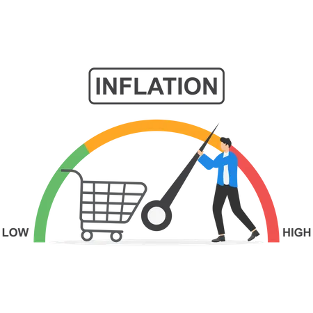 Empresario regulando el aumento de la inflación  Ilustración