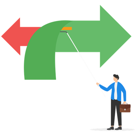 Empresário representando a abordagem do novo e do antigo método  Ilustração