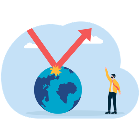 Empresário resolvendo crise global  Ilustração