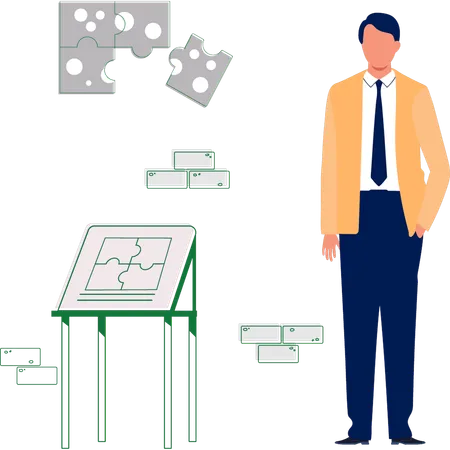 Empresário resolvendo problema de negócios  Ilustração