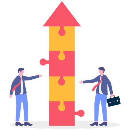 Empresário resolvendo quebra-cabeça de negócios  Ilustração