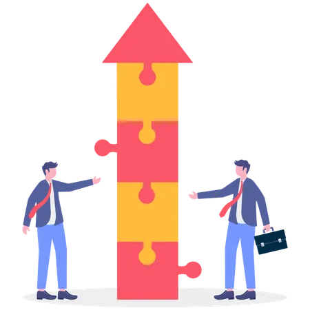 Empresário resolvendo quebra-cabeça de negócios  Ilustração
