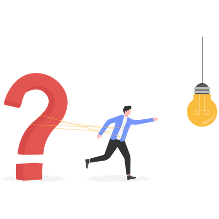 Hombre de negocios resolviendo un problema de ideas  Illustration