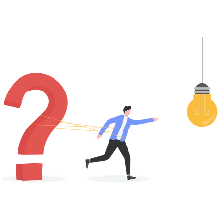 Hombre de negocios resolviendo un problema de ideas  Illustration