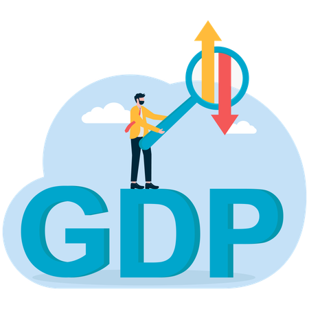 Empresário analisando crescimento do PIB  Ilustração