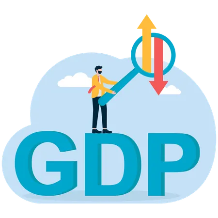 Empresário analisando crescimento do PIB  Ilustração