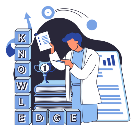 Empresario revisando el informe anual de datos de mercado  Ilustración