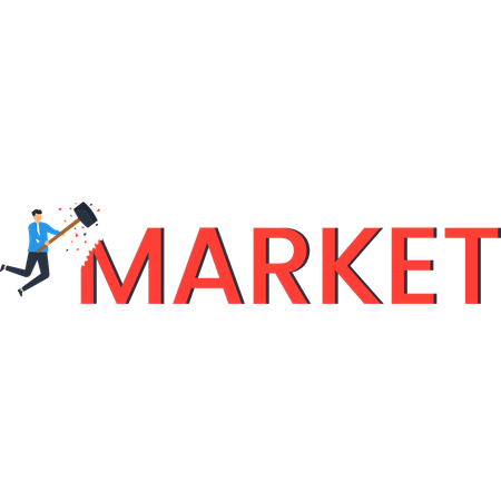 Empresario rompiendo el mercado  Ilustración
