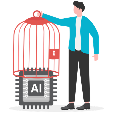 Empresario sacando un pastel de un chip de inteligencia artificial  Ilustración