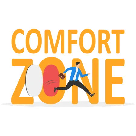 Empresário saindo da zona de conforto  Ilustração