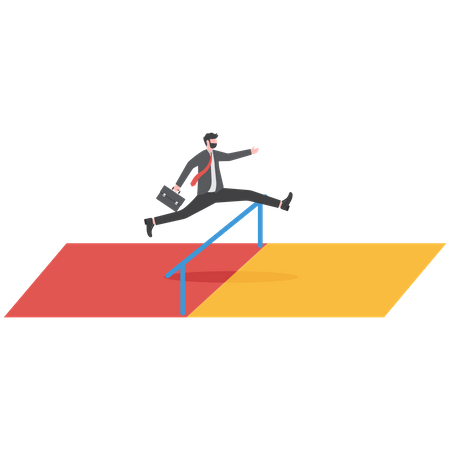 Empresario saltando obstáculos  Ilustración