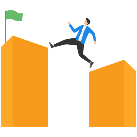 Hombre de negocios escalando un agujero  Ilustración