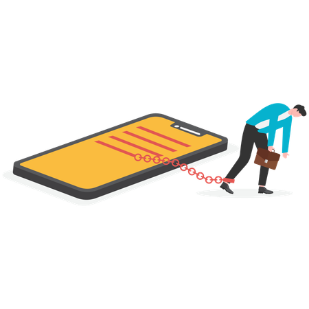 Empresário se cansa com corrente  Ilustração