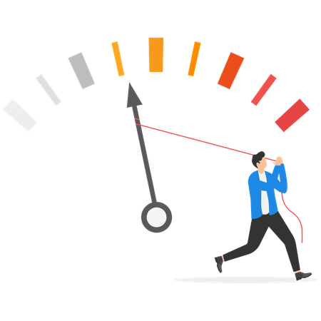 Al empresario se le acaba el tiempo para completar la tarea  Ilustración