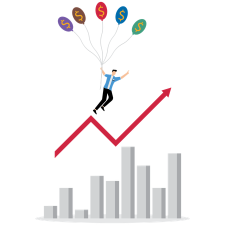 Empresário seguindo gráfico de negócios  Ilustração