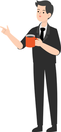 Empresário segurando café  Ilustração