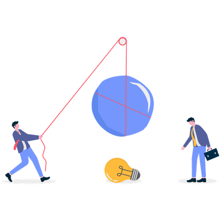 Empresário segurando pedra na ideia  Ilustração