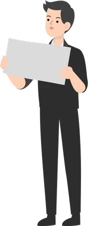 Empresário segurando um cartaz em branco  Ilustração