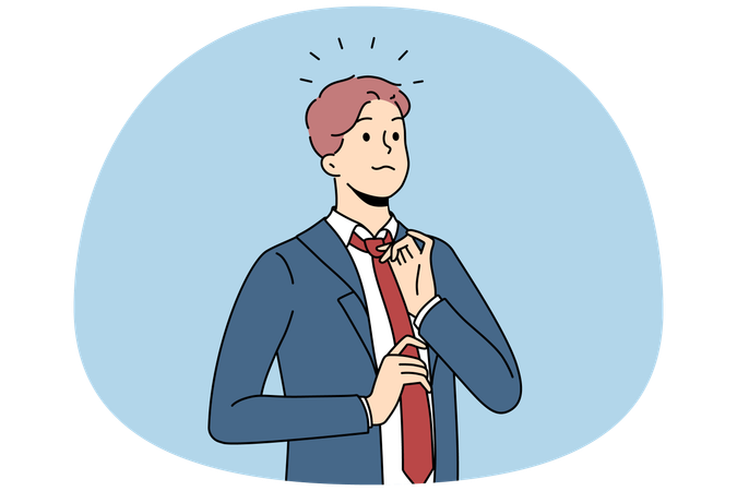 Hombre de negocios seguro de sí mismo con traje y corbata  Ilustración
