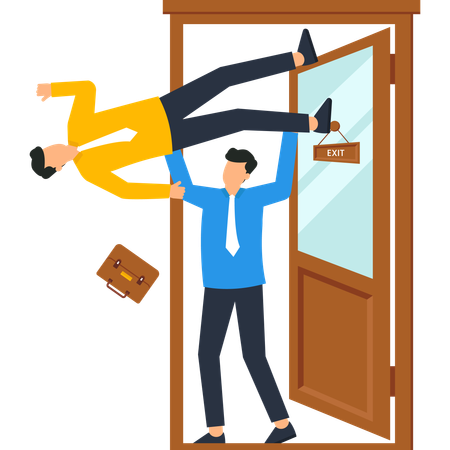 Empresário sendo carregado para fora da porta do escritório  Illustration