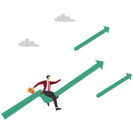 Empresário sentado na tendência de crescimento  Ilustração