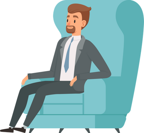 Empresário sentado no sofá  Ilustração