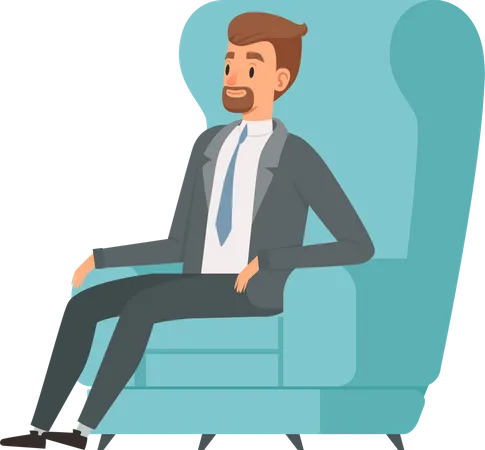 Empresário sentado no sofá  Ilustração