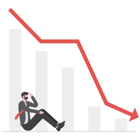 Empresário sentado com queda  Ilustração