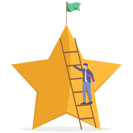 Empresário sobe a escada do sucesso  Ilustração