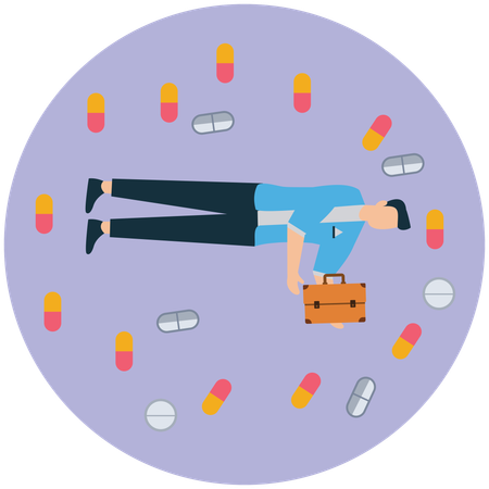 Empresário sofre com efeitos colaterais de medicamentos  Illustration