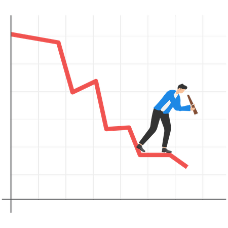 Empresário sofrendo com queda do mercado  Ilustração