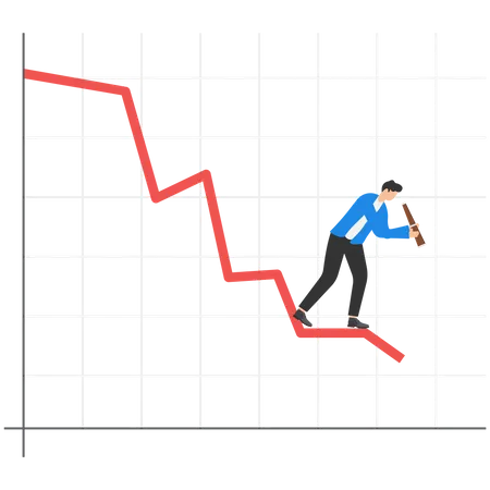 Empresário sofrendo com queda do mercado  Ilustração