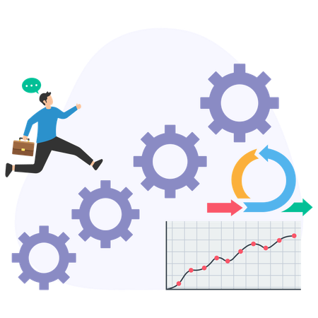 Empresario solucionando configuración de mercado  Ilustración