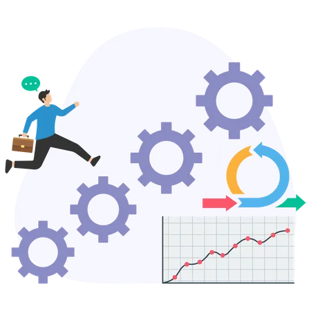 Empresario solucionando configuración de mercado  Ilustración