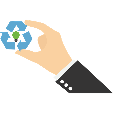 Empresario sosteniendo bombilla de reciclaje  Illustration