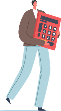 Empresario sosteniendo calculadora  Illustration